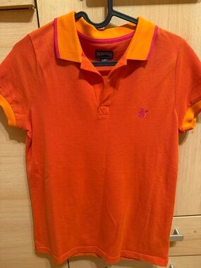 Vilebrequin Orange Polo with Pink Trim and Orange Collar Accents